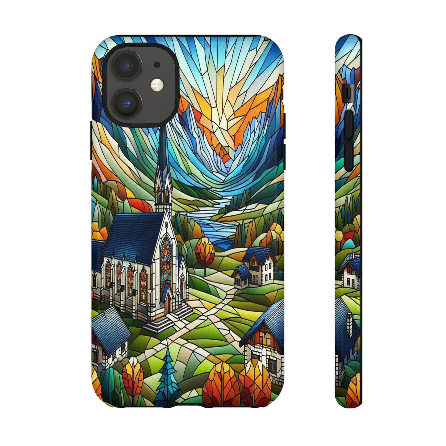 Stained Glass Countryside Scene - Phone Case
