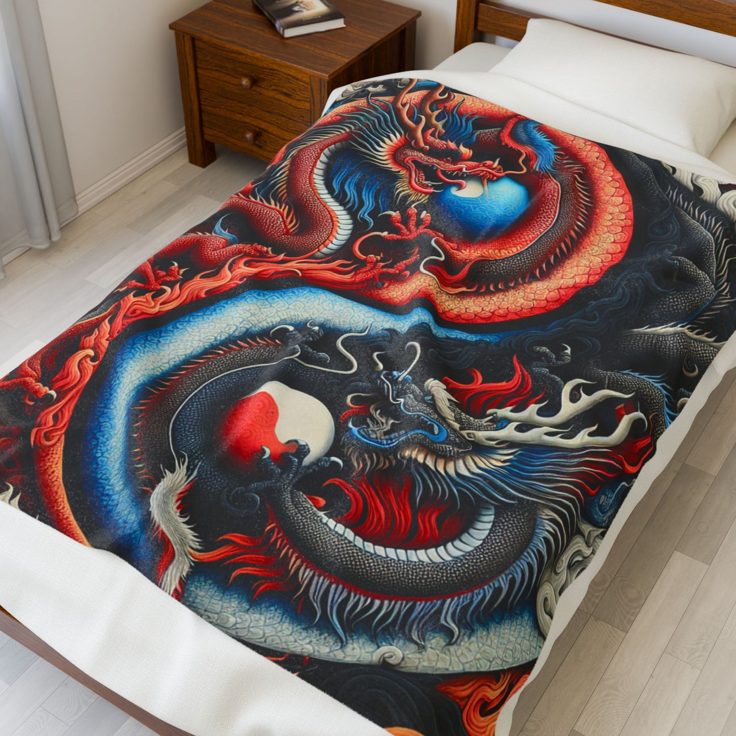 Yin Yang Dragons Balance - Plush Blanket