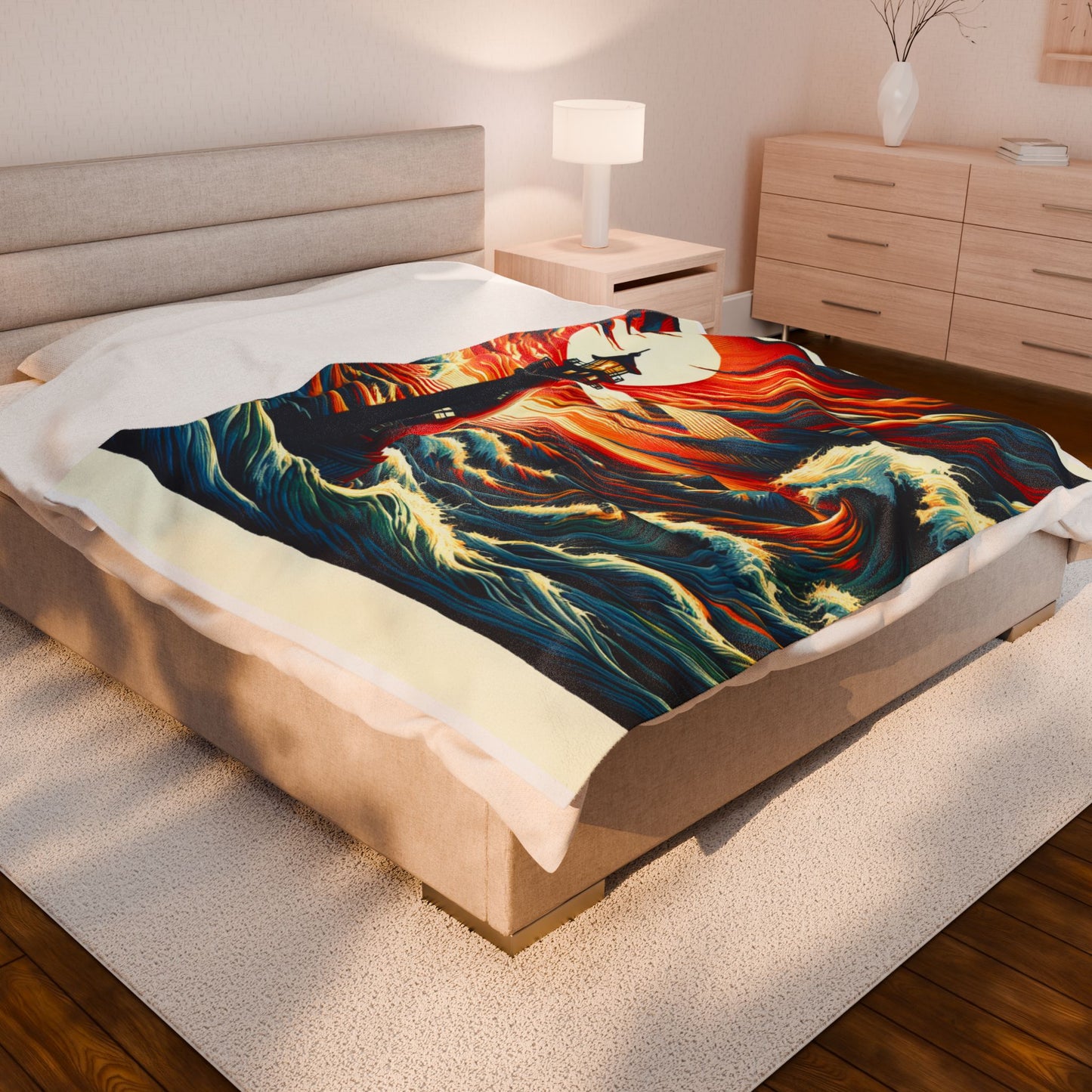 Beacon among the Waves - Plush Blanket