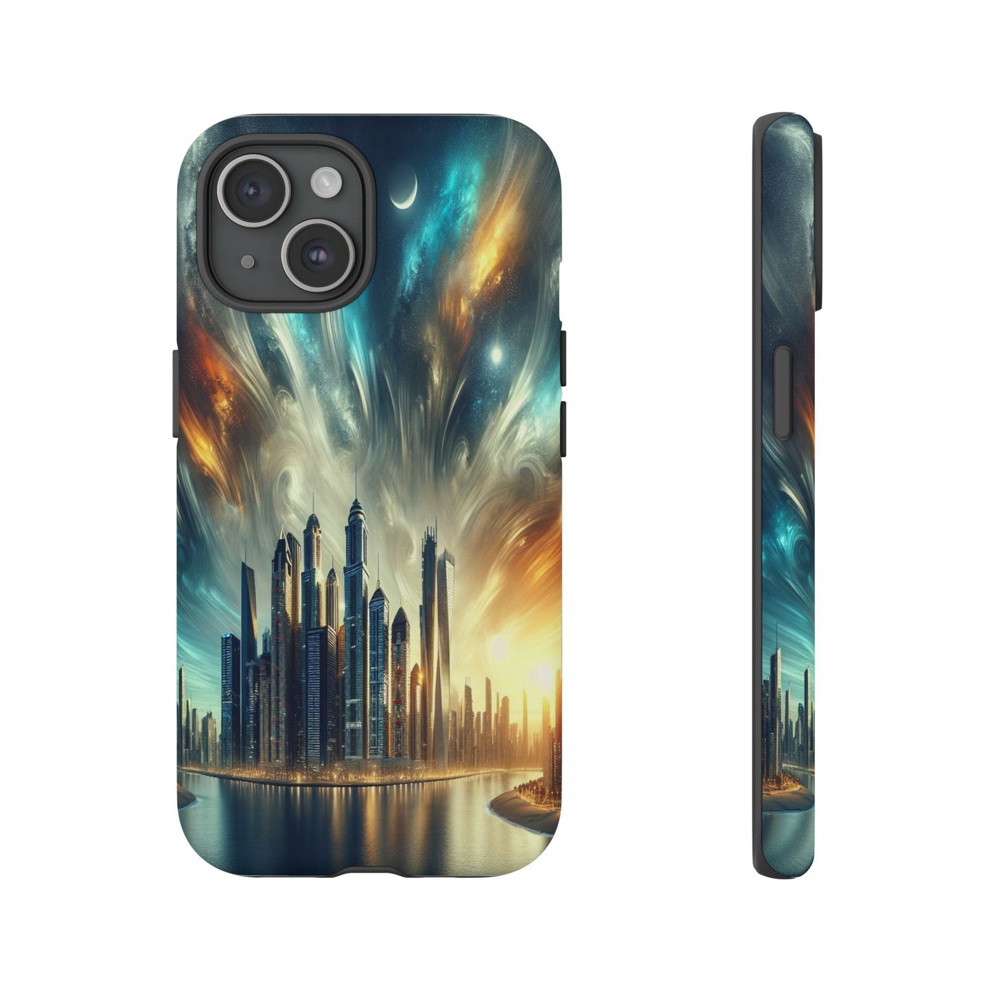 Cityscape under Celestial Tapestry - Phone Case