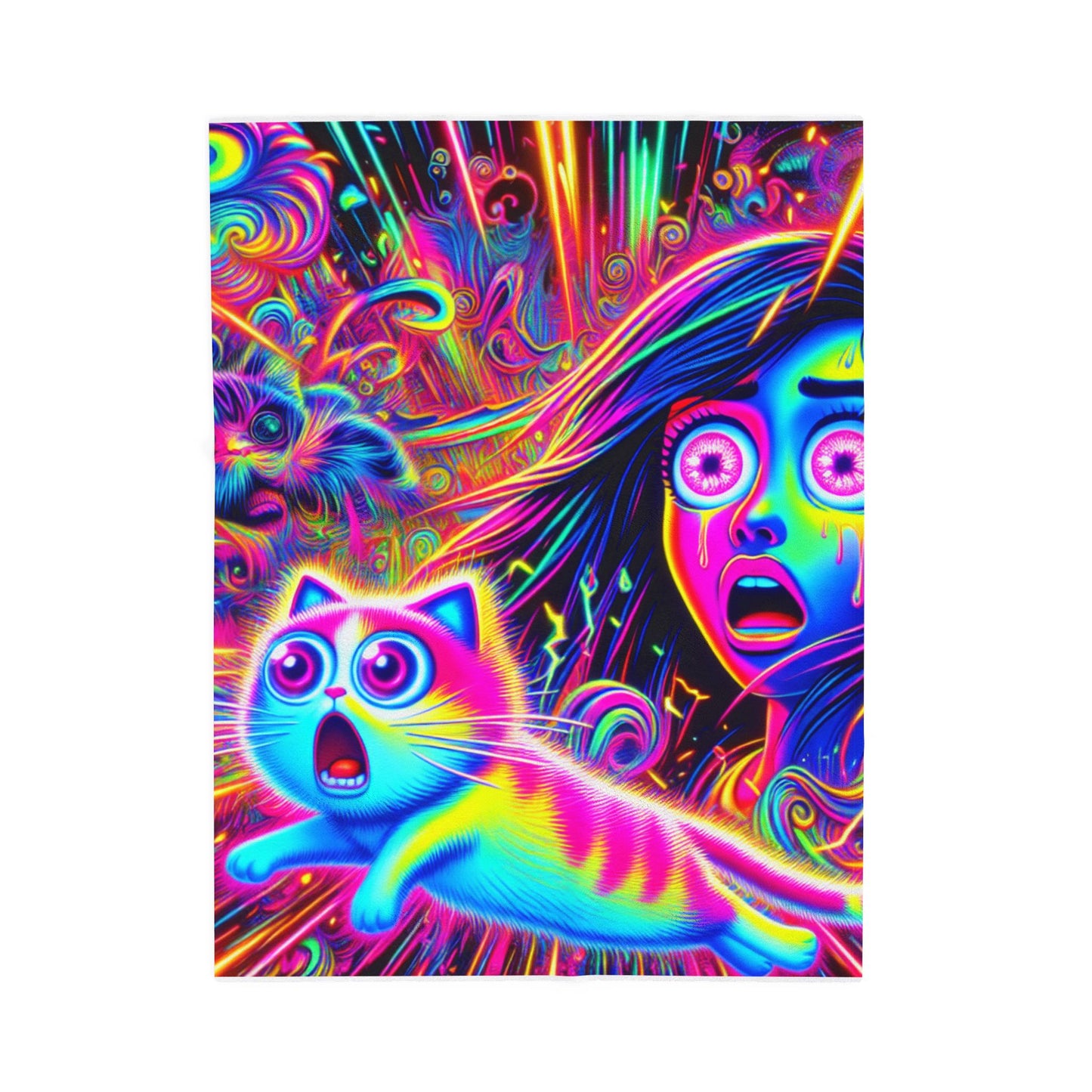 Neon Burst Fantasy - Plush Blanket