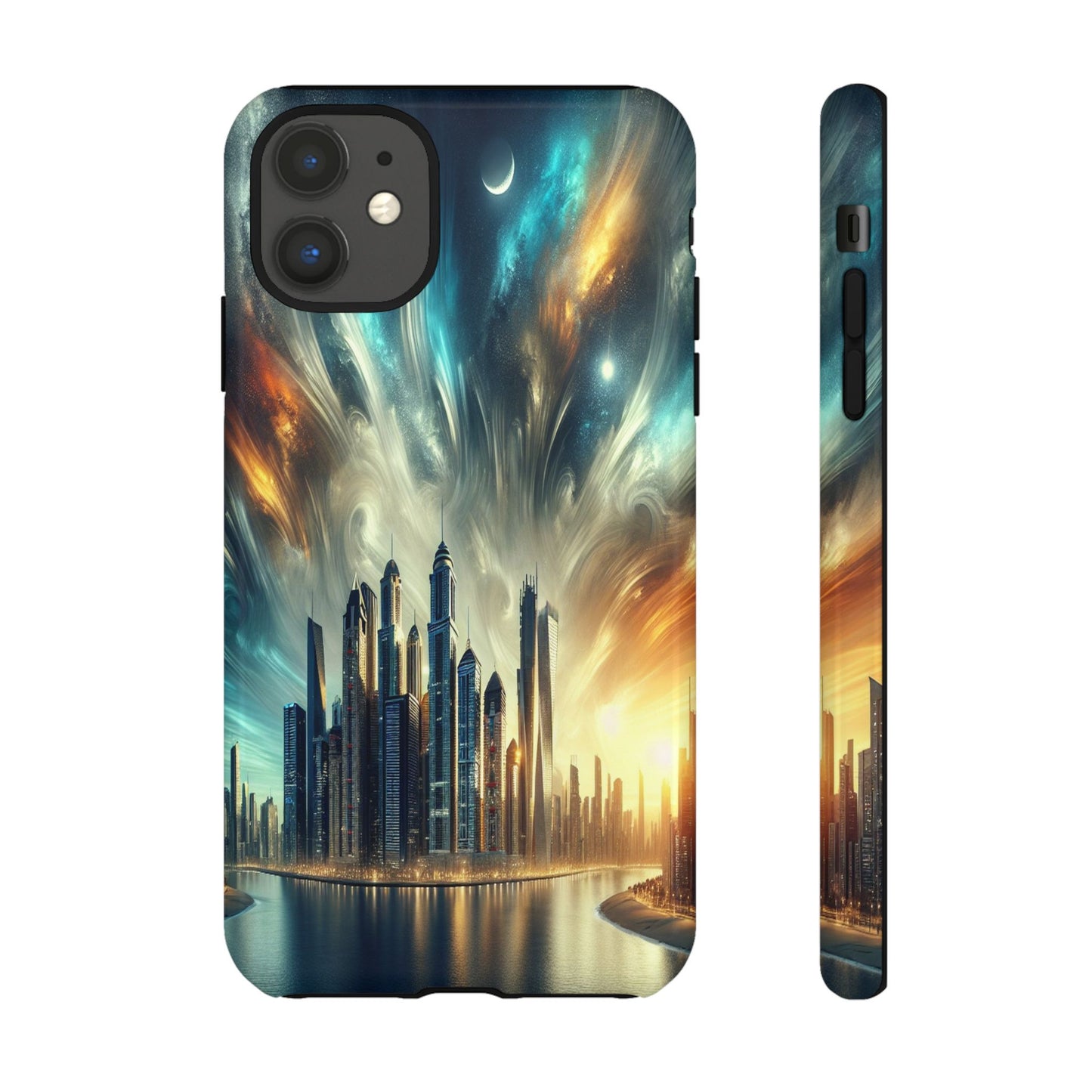 Cityscape under Celestial Tapestry - Phone Case