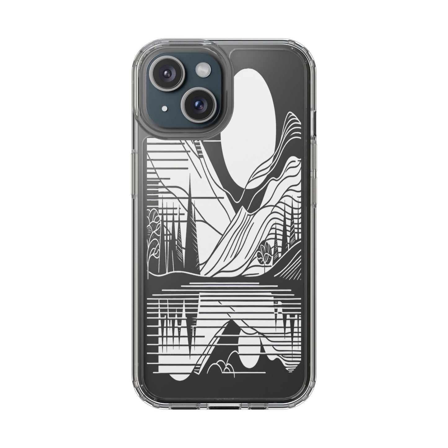 Transparent Lines and Landscape Iphone Case Compatible With Iphone 16 15 14 - Clear Phone Cover