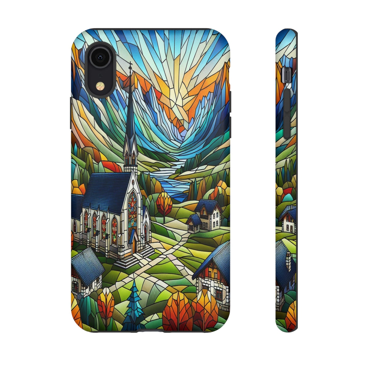 Stained Glass Countryside Scene - Phone Case