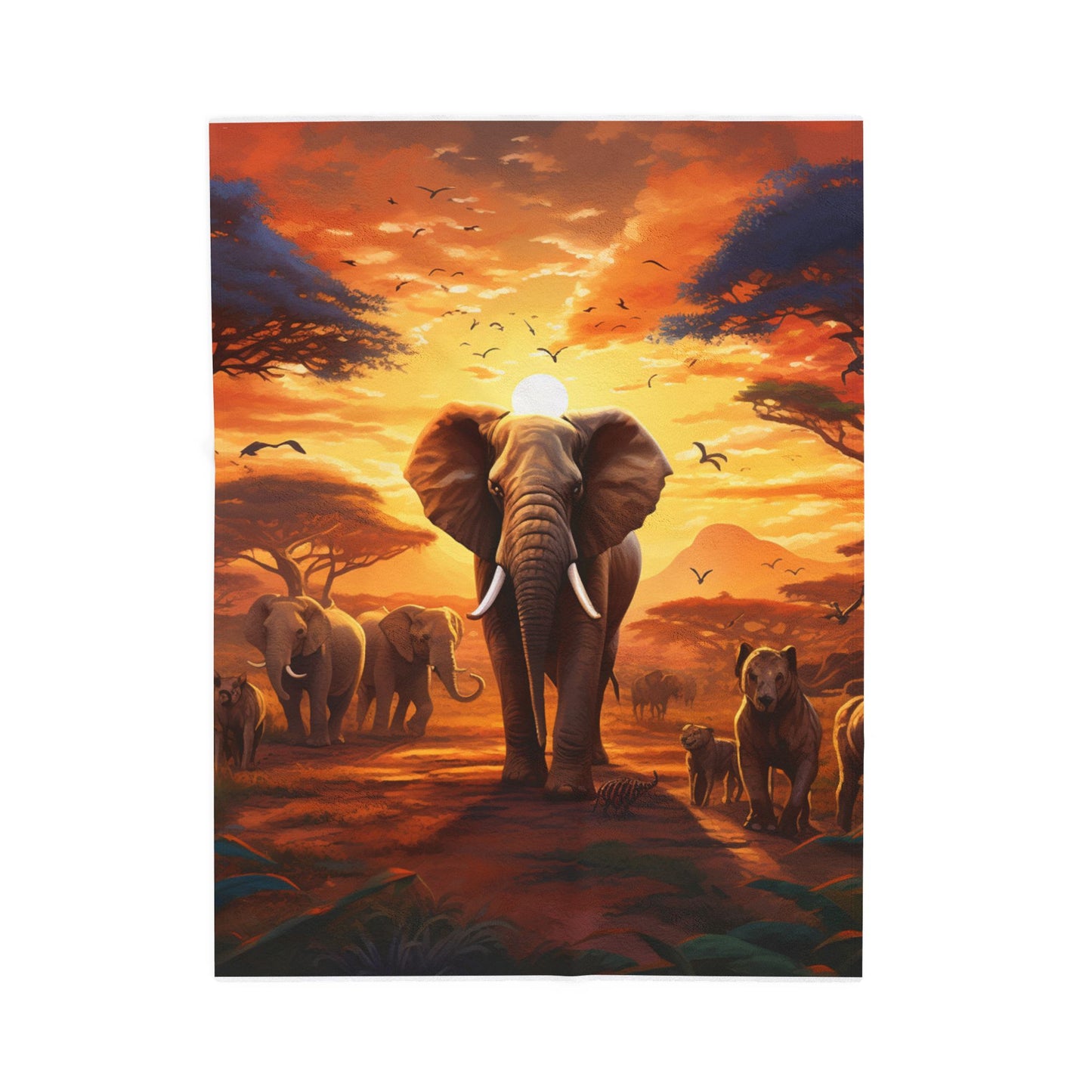 Savanna Sovereigns at Dawn- Plush Blanket