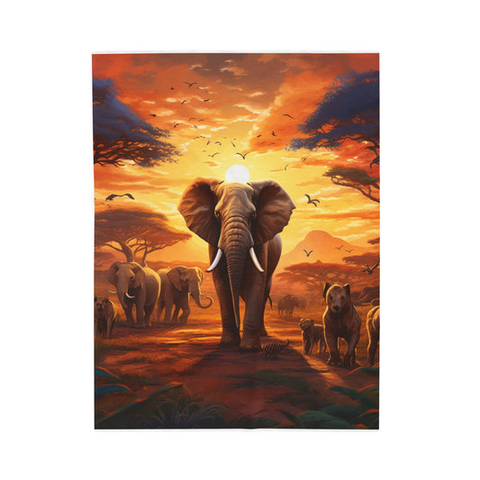 Savanna Sovereigns at Dawn- Plush Blanket