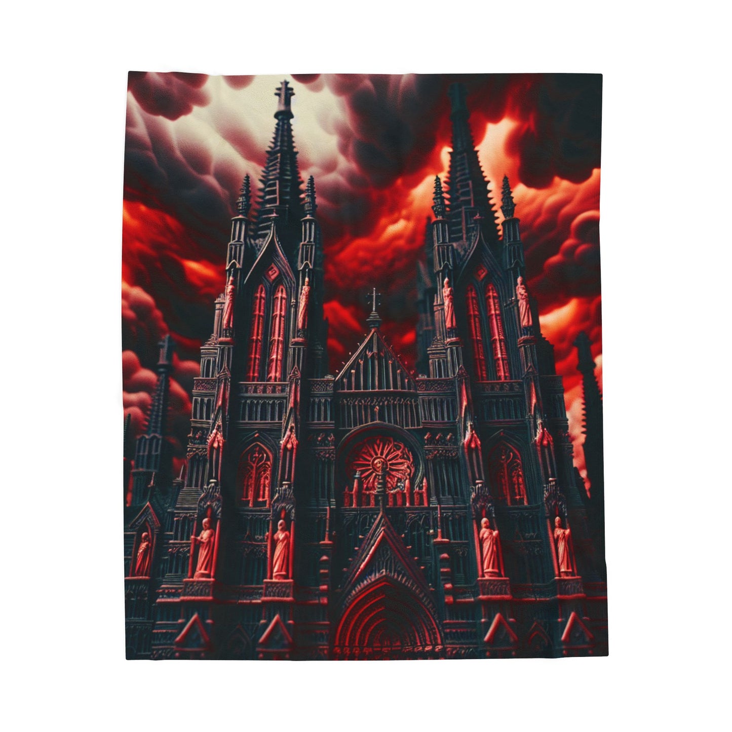 Gothic Splendor Beneath Fiery Skies - Plush Blanket