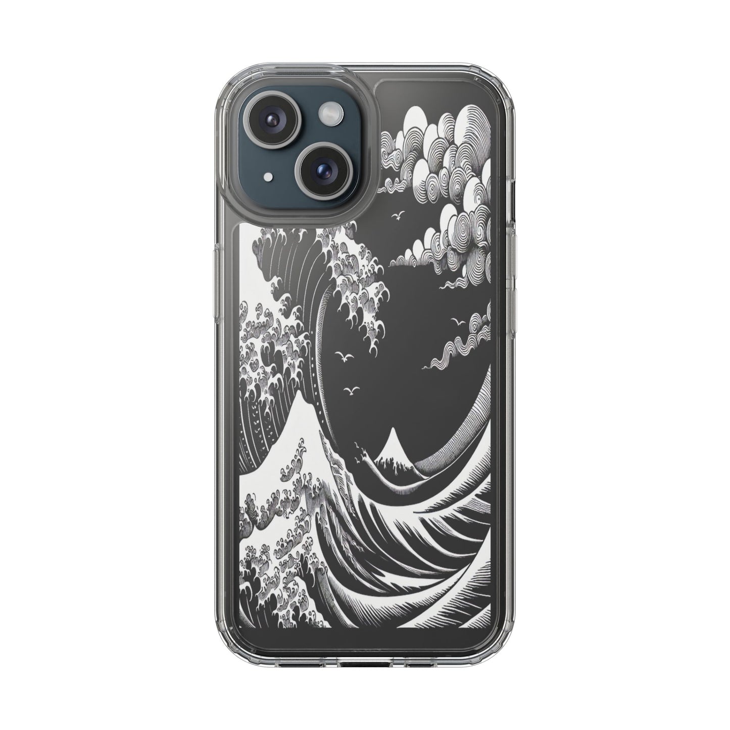 Transparent Waves and Mountains Iphone Case Compatible With Iphone 16 15 14 - Clear Phone Cover