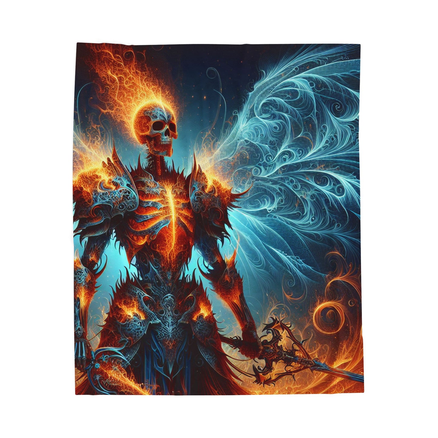 Fiery Spirit of the Celestial Warrior - Plush Blanket
