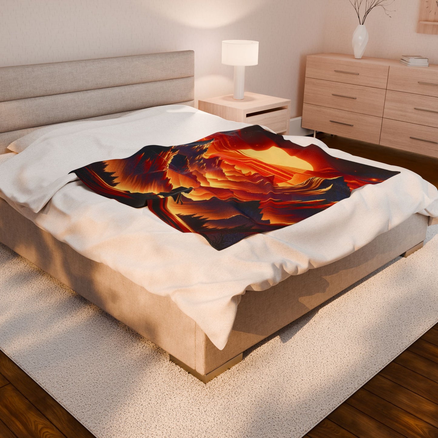 Majestic Peaks at Dawn - Plush Blanket