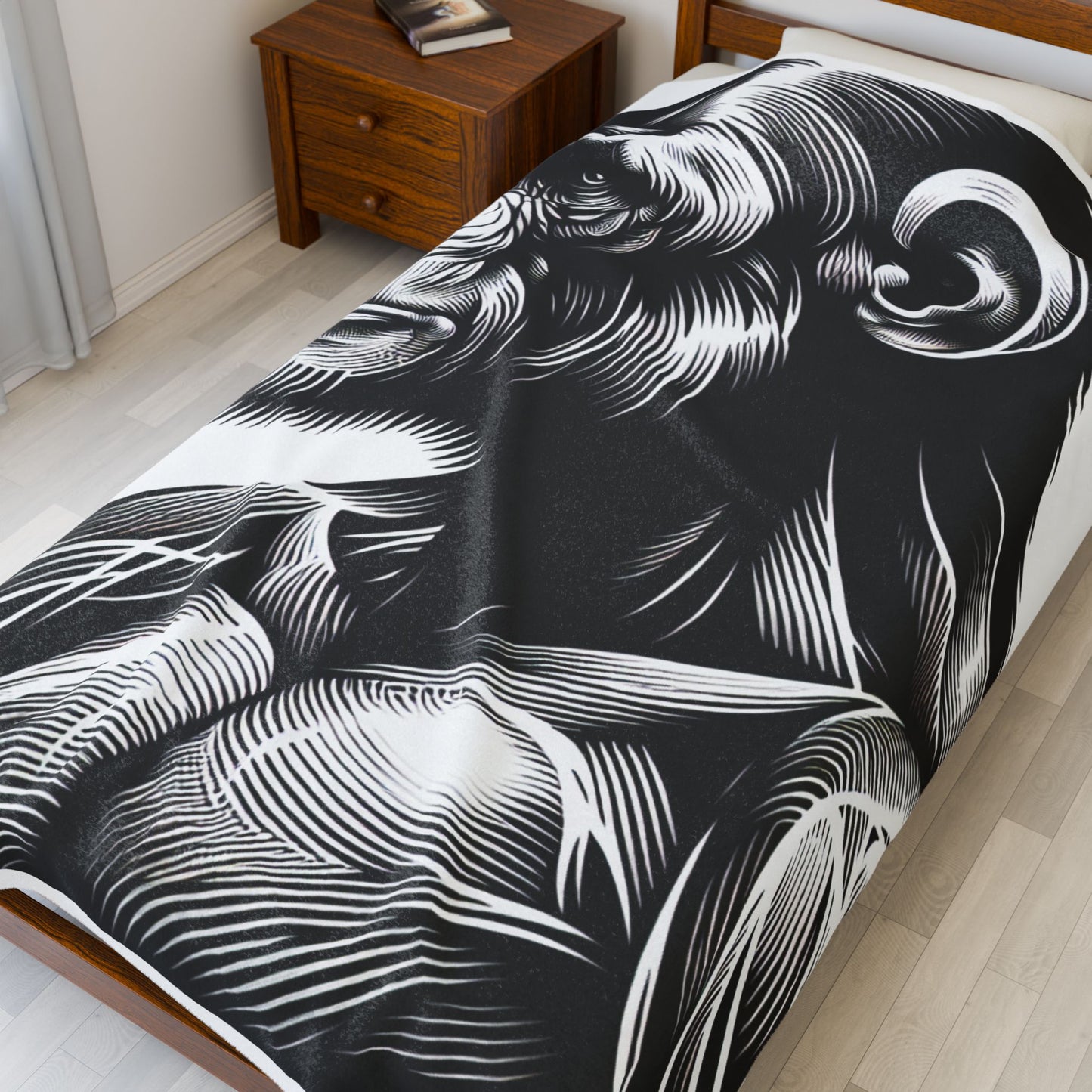 Monochrome Primate Contours- Plush Blanket