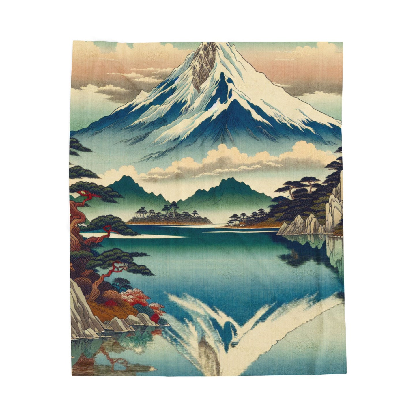 Majestic Peaks and Tranquil Lake - Plush Blanket
