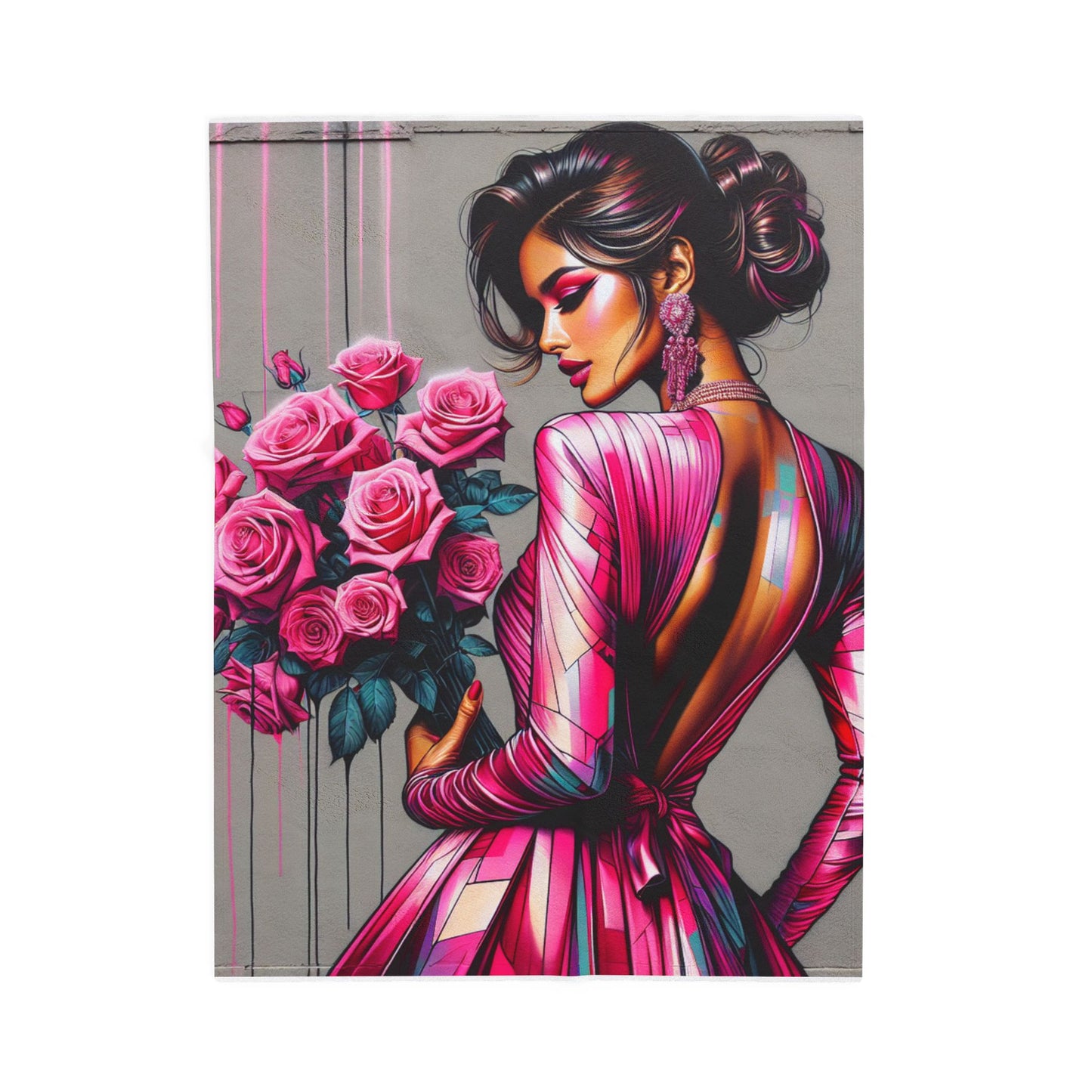 Pink Elegance Unveiled - Plush Blanket