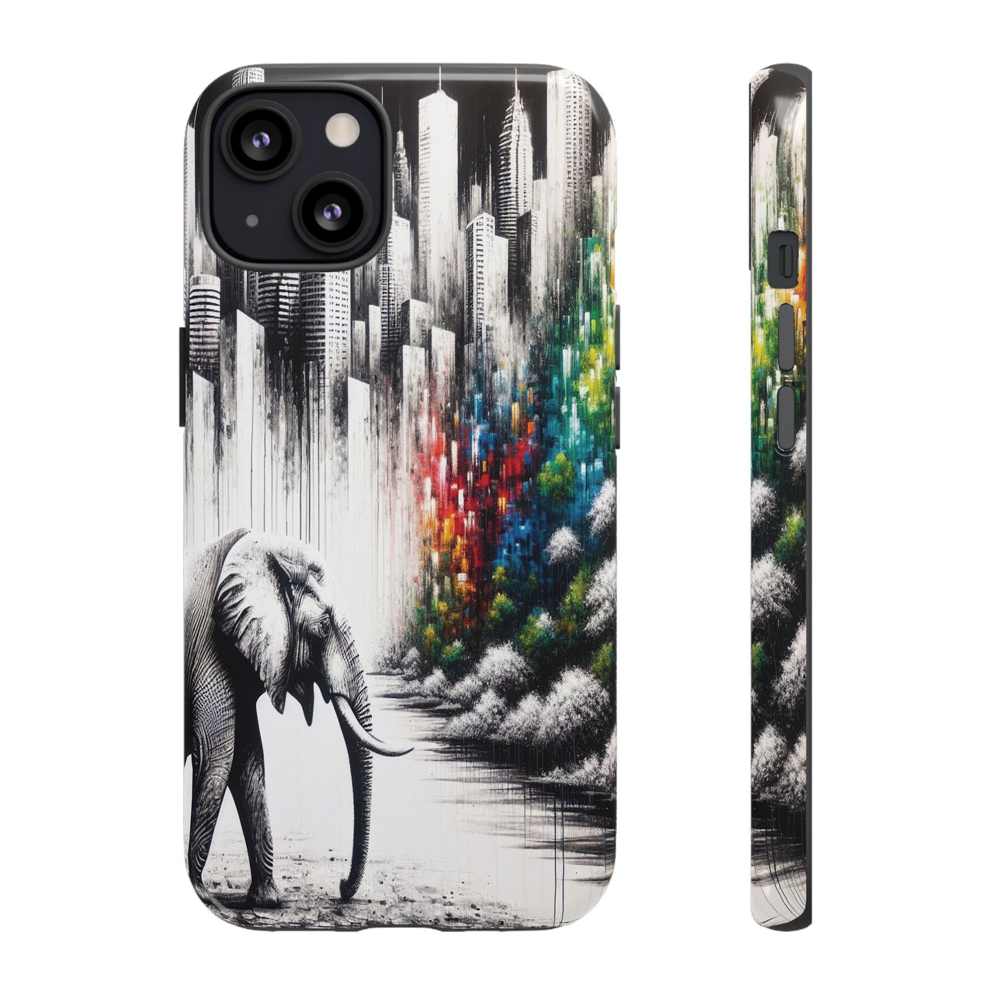 Protective Elephant's Journey Through the Cityscape Iphone Case Compatible With Iphone 16 15 14 - Phone Cover