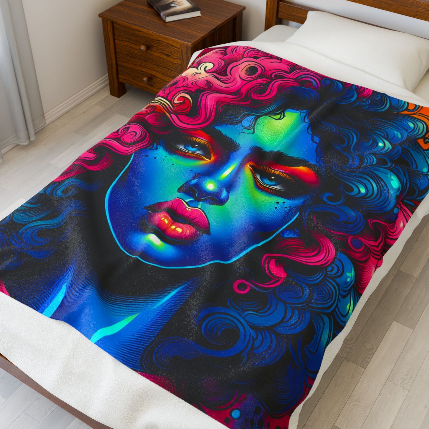 Neon Portraiture Fusion- Plush Blanket