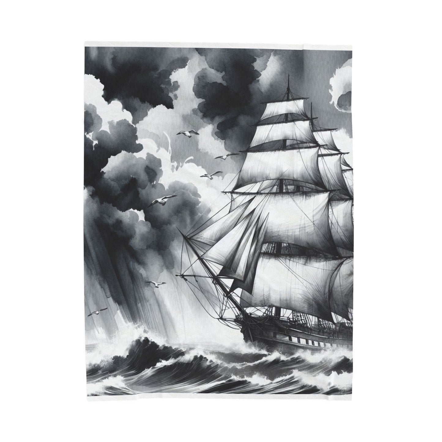 Sailing Through the Tempest - Plush Blanket