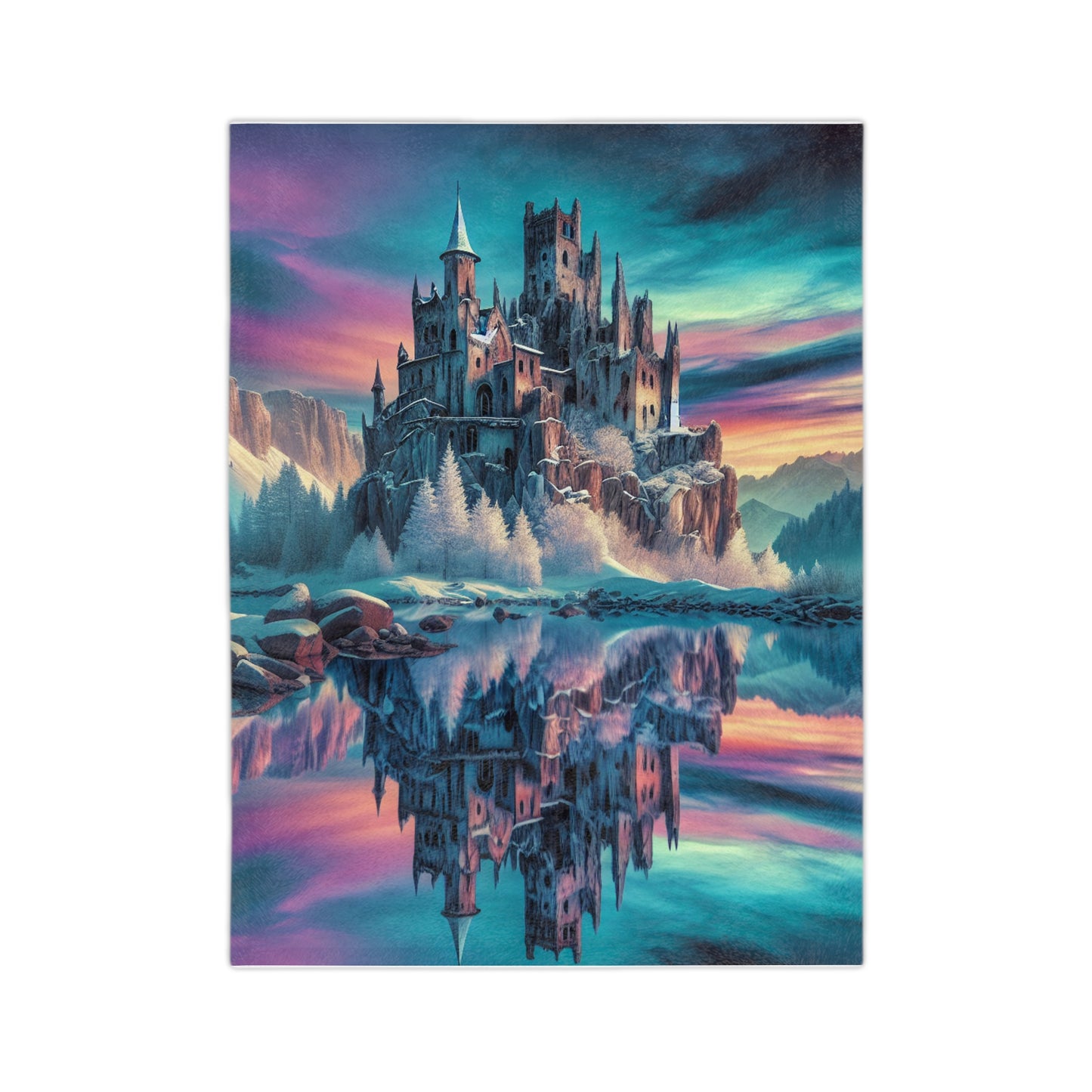 Winter Castle at Lakeside - Minky Blanket