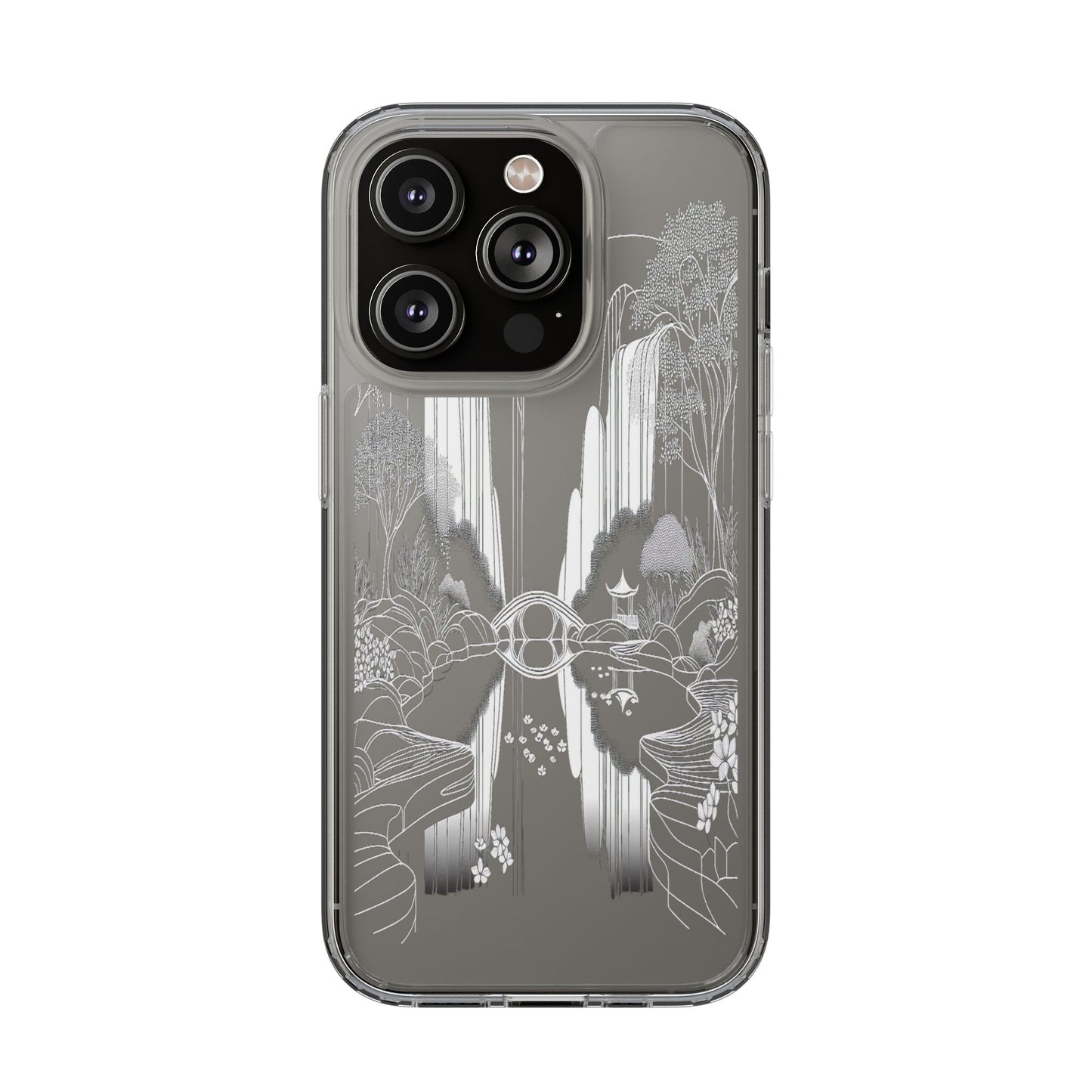 Transparent Waterfall Bridge Scene Iphone Case Compatible With Iphone 16 15 14 - Clear Phone Cover