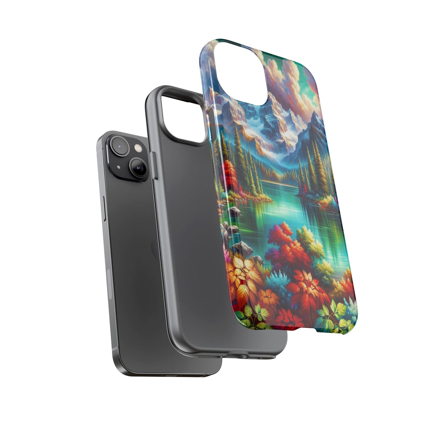 Colorful Mountain Lake Scene - Phone Case