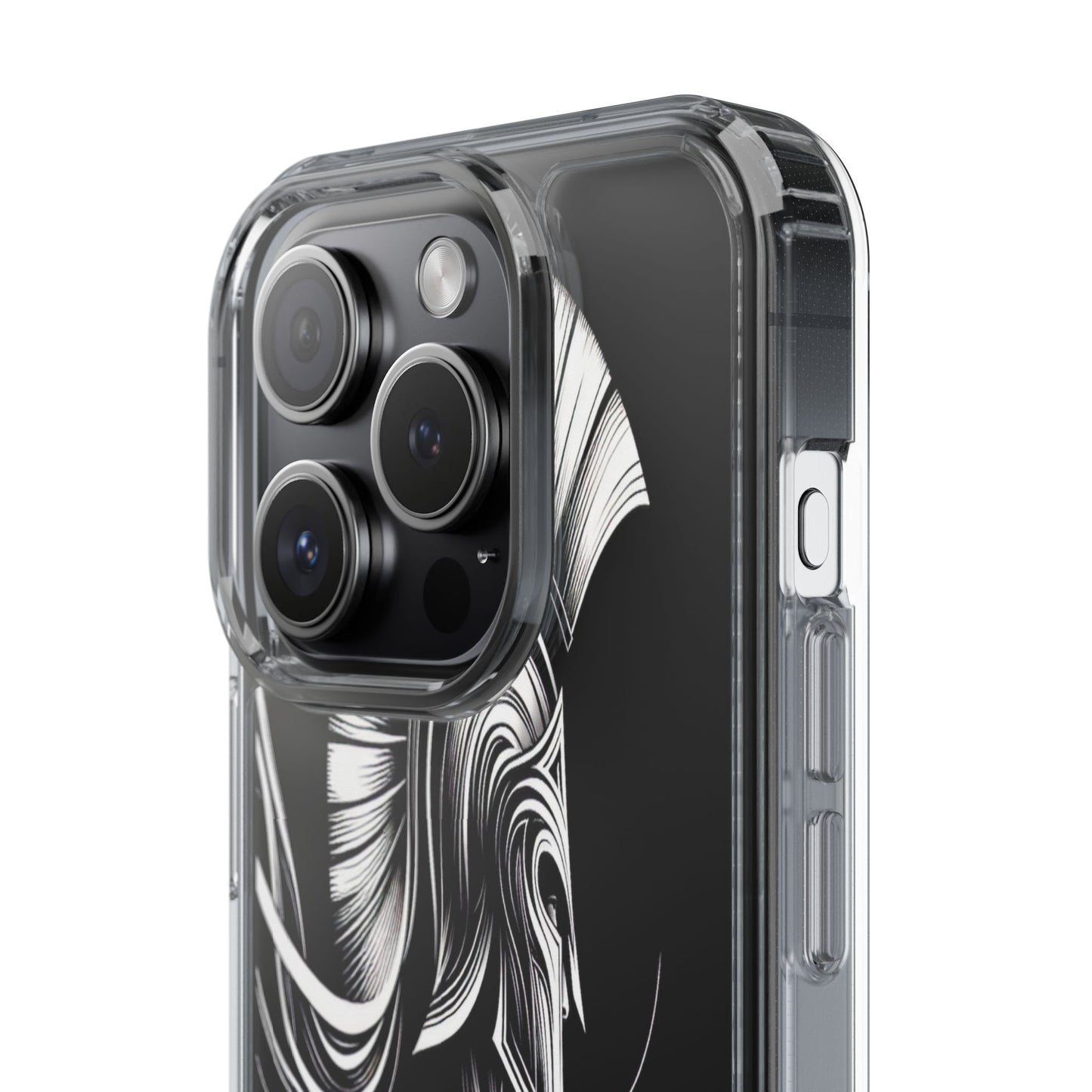 Transparent Helmeted Sentinel in Monochrome Motion Iphone Case Compatible With Iphone 16 15 14 - Clear Phone Cover
