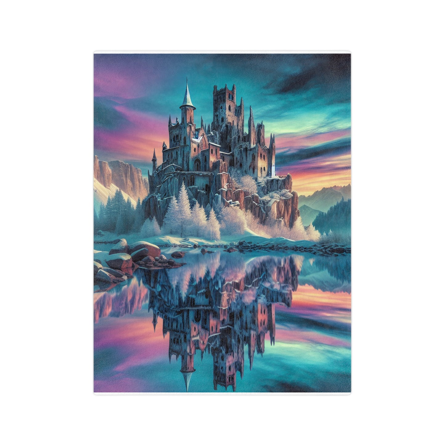 Winter Castle at Lakeside - Minky Blanket