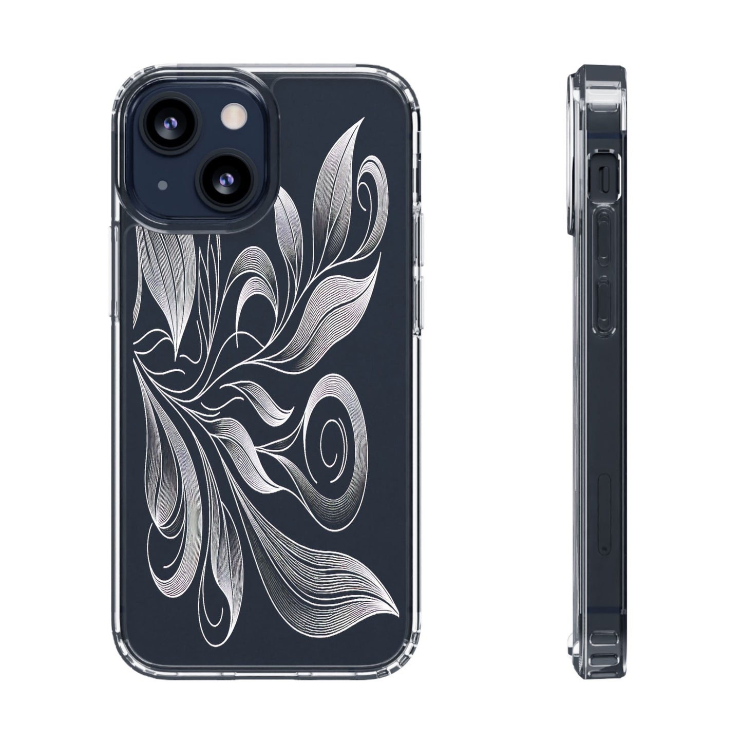 Transparent Nature's Embrace in Linework Iphone Case Compatible With Iphone 16 15 14 - Clear Phone Cover