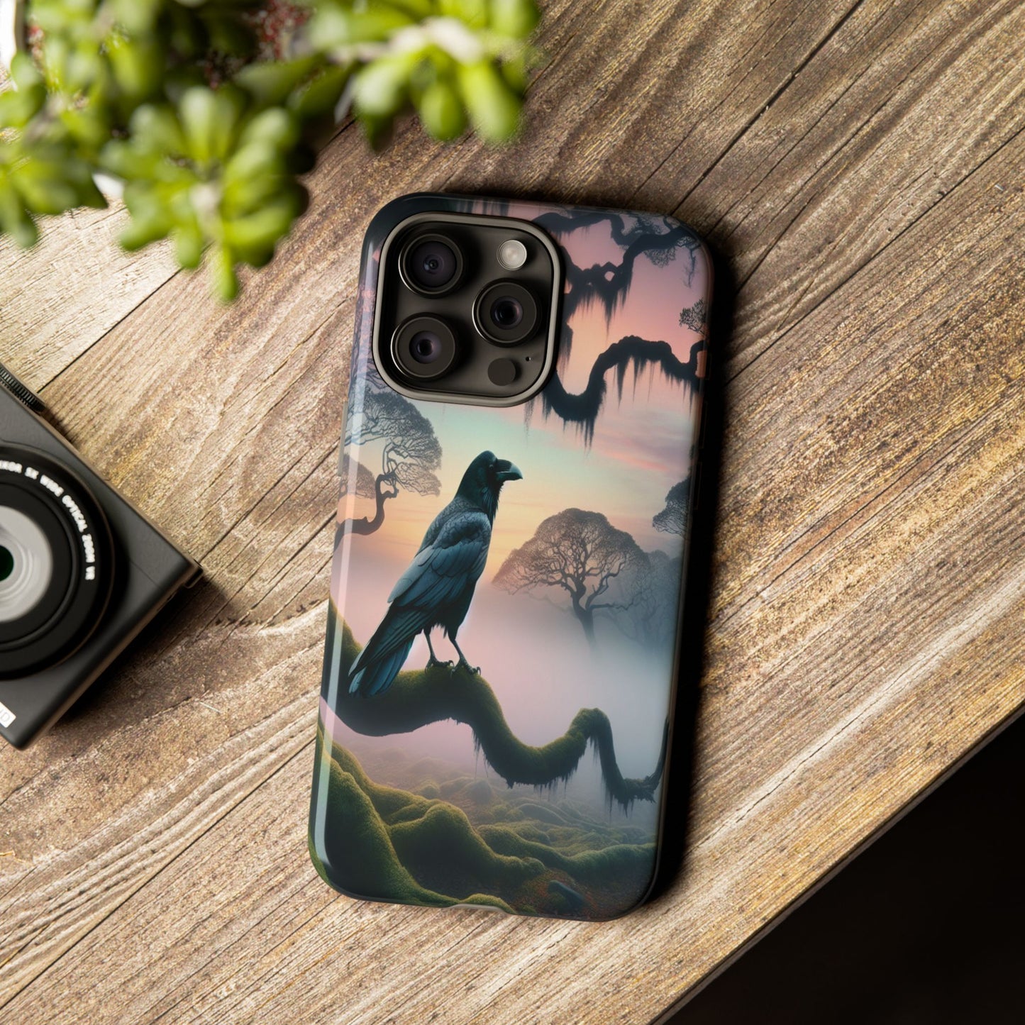 Raven in the Misty Forest - Phone Case