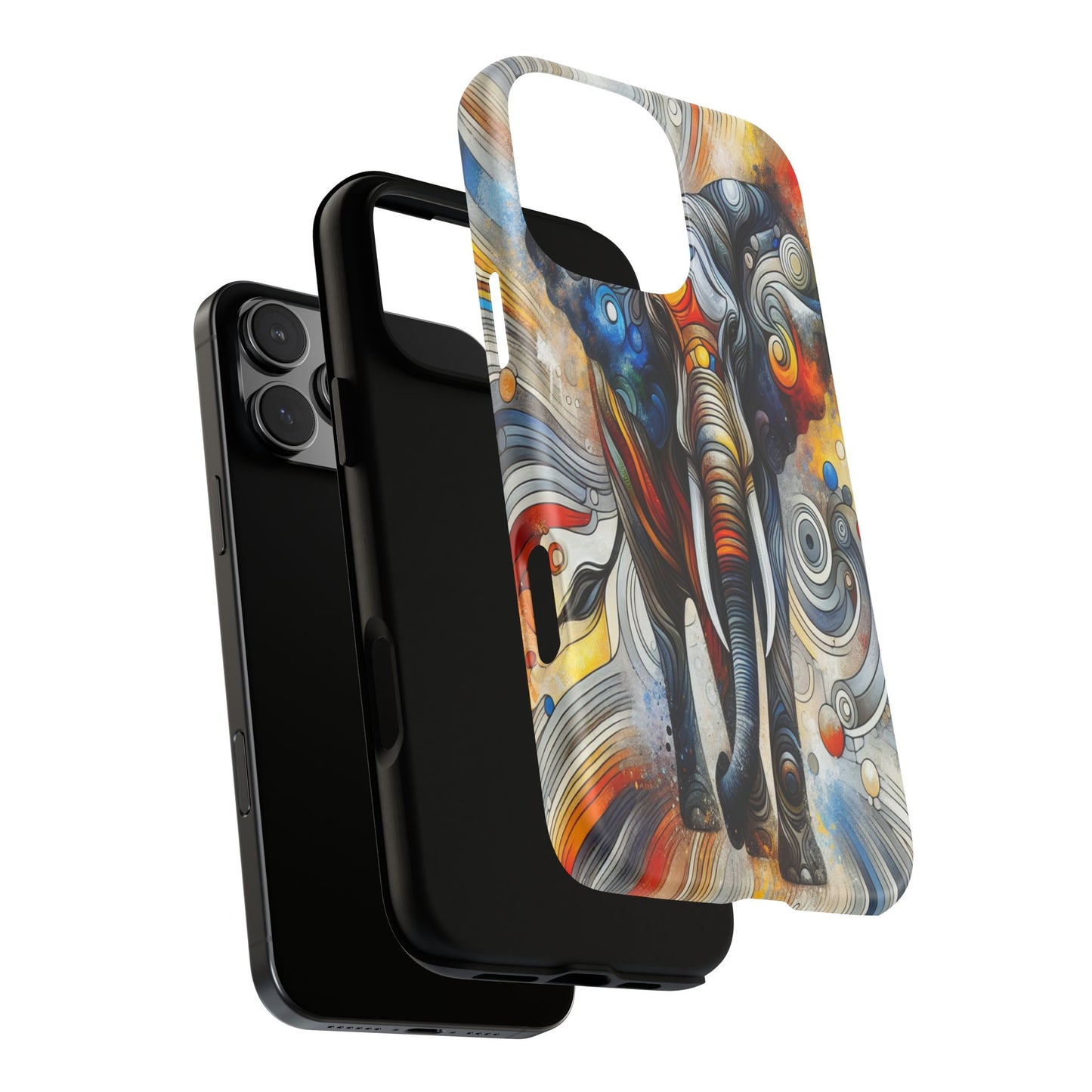 Protective Elephant in Swirling Colors Iphone Case Compatible With Iphone 16 15 14 - Phone Cover