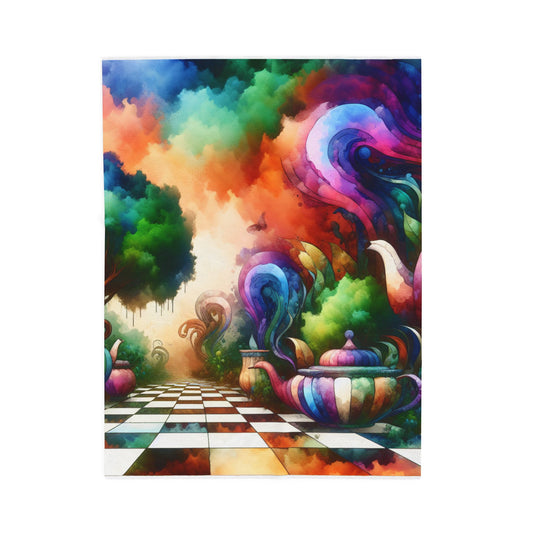 Enigmatic Tea Party Landscape - Plush Blanket