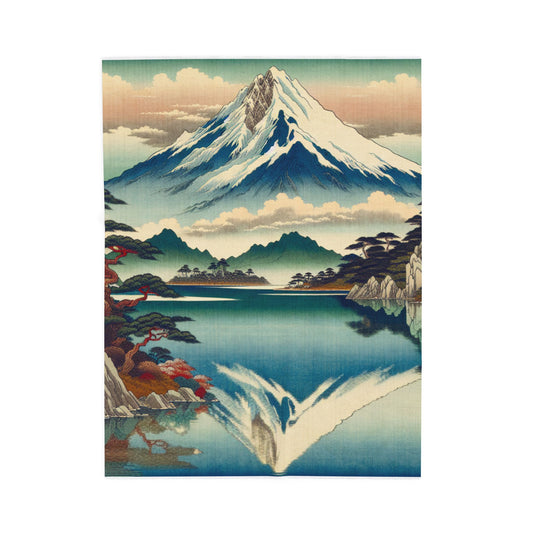Majestic Peaks and Tranquil Lake - Plush Blanket