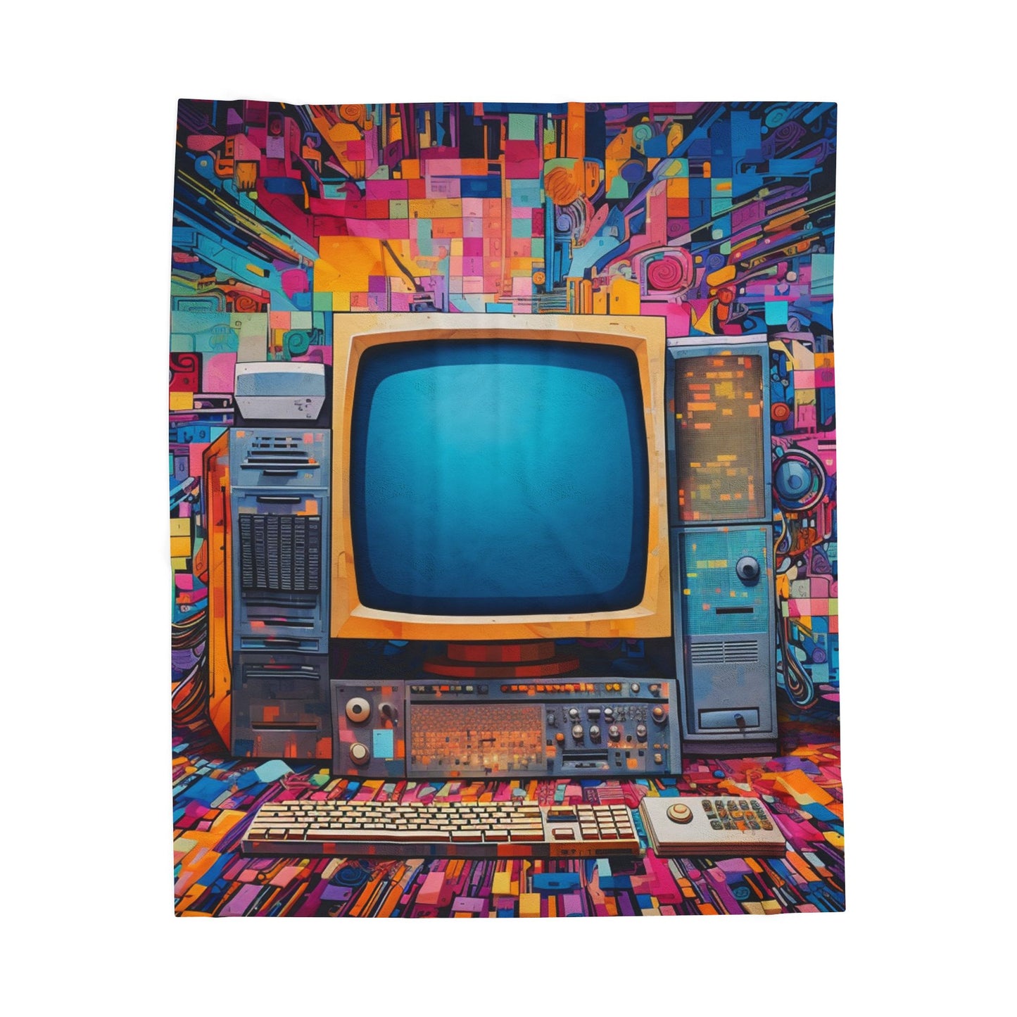 Technicolor Retro Tech Haven- Plush Blanket