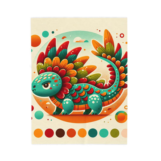 Playful Fantasy Creature in Vibrant Shades - Plush Blanket