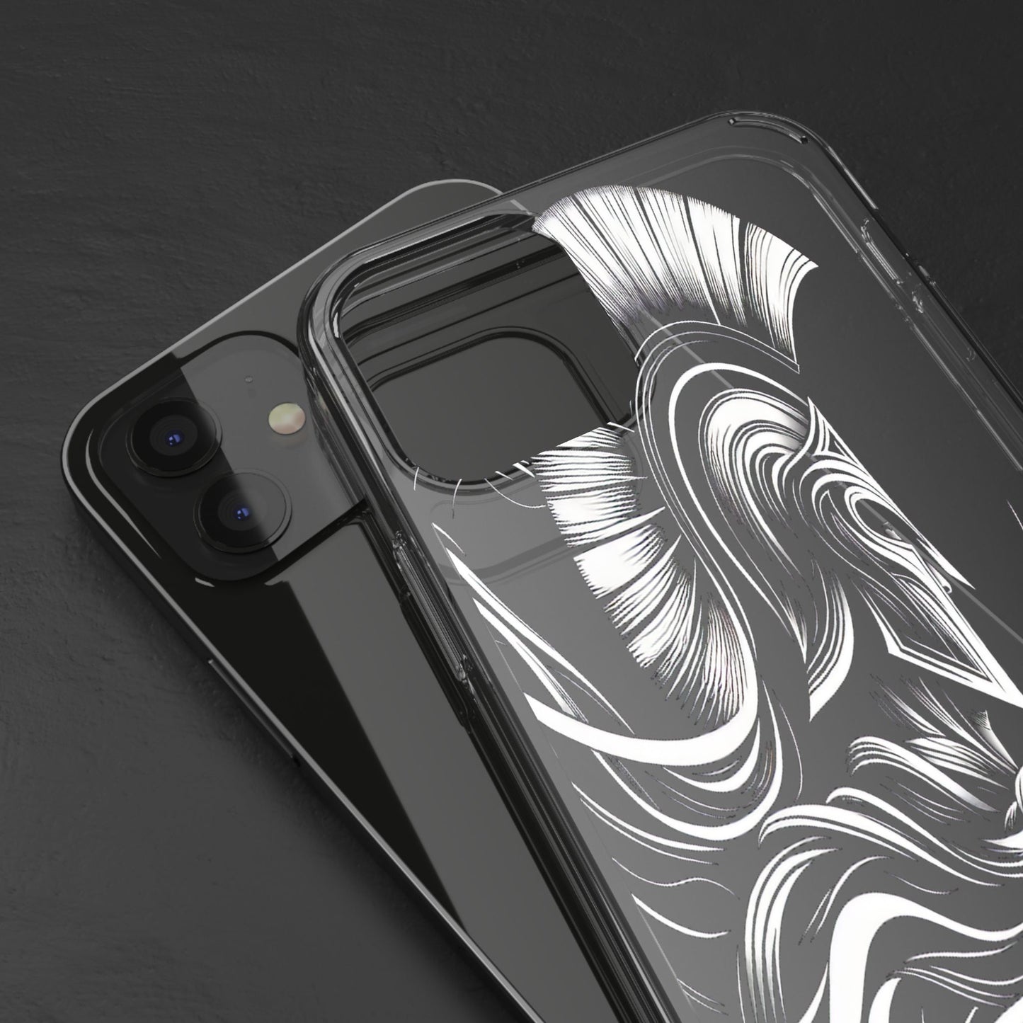 Transparent Helmeted Sentinel in Monochrome Motion Iphone Case Compatible With Iphone 16 15 14 - Clear Phone Cover