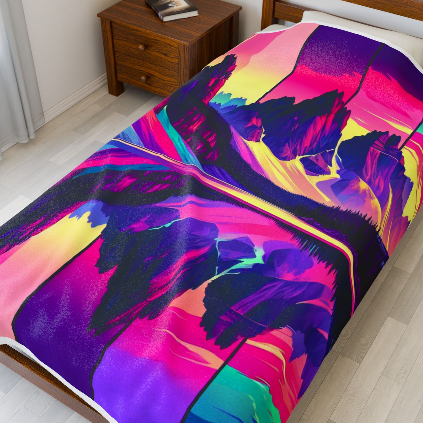 Mountain Panorama in Splendid Shades - Plush Blanket