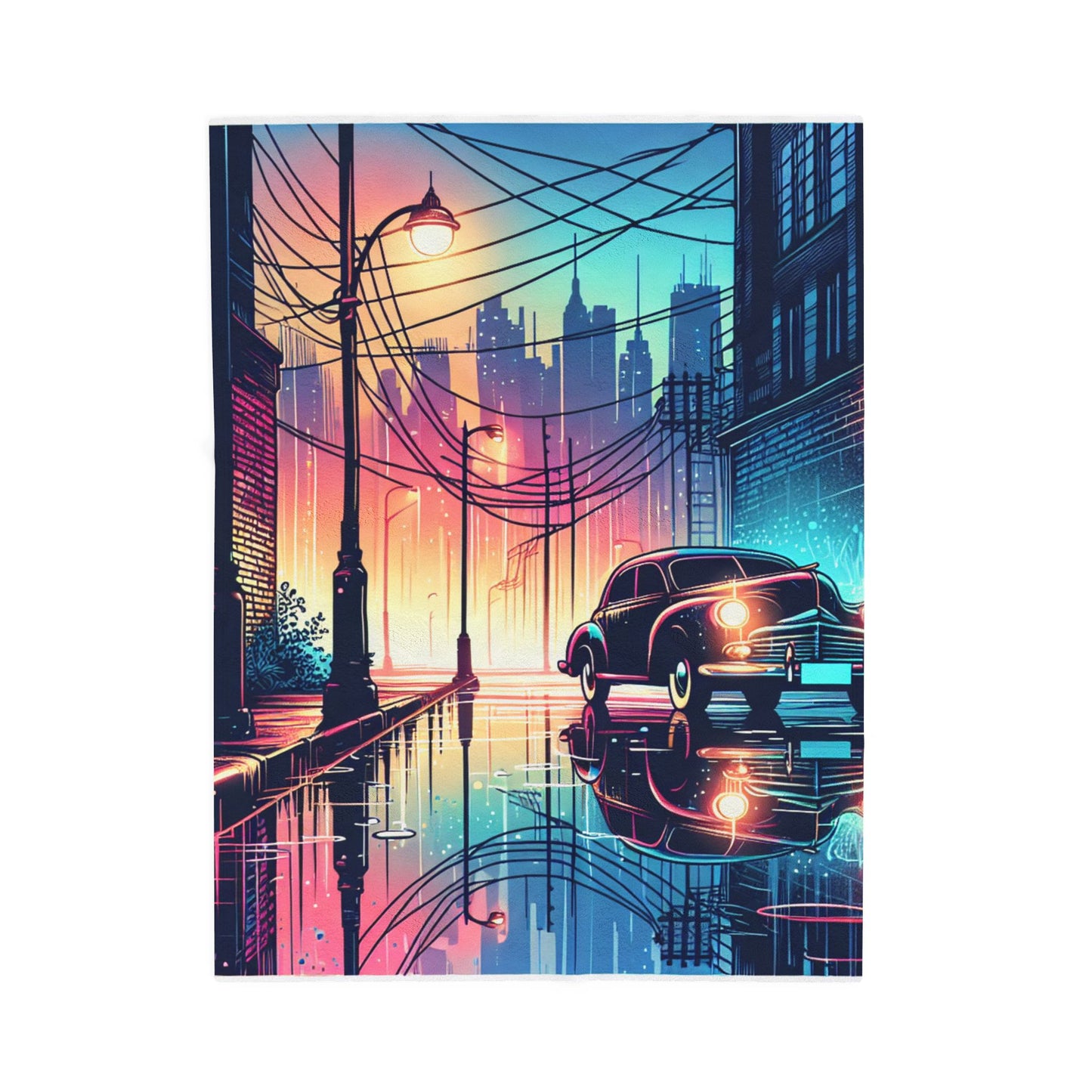 Evening Glow in the City Streets - Plush Blanket