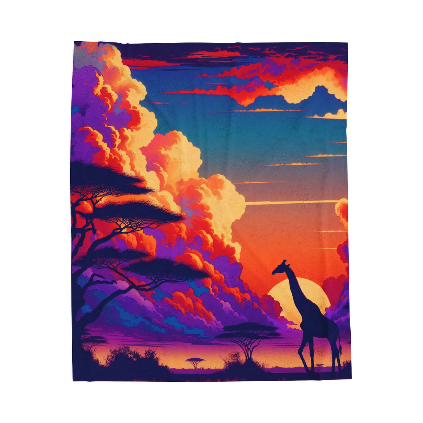 Giraffe Among the Clouds - Plush Blanket