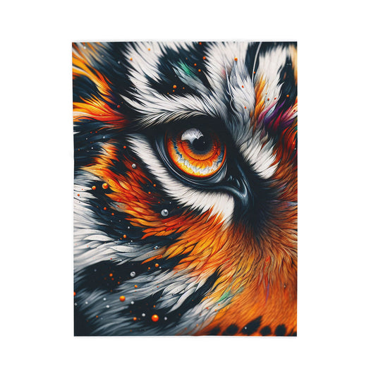 Eye of the Tiger's Fiery Vision - Plush Blanket