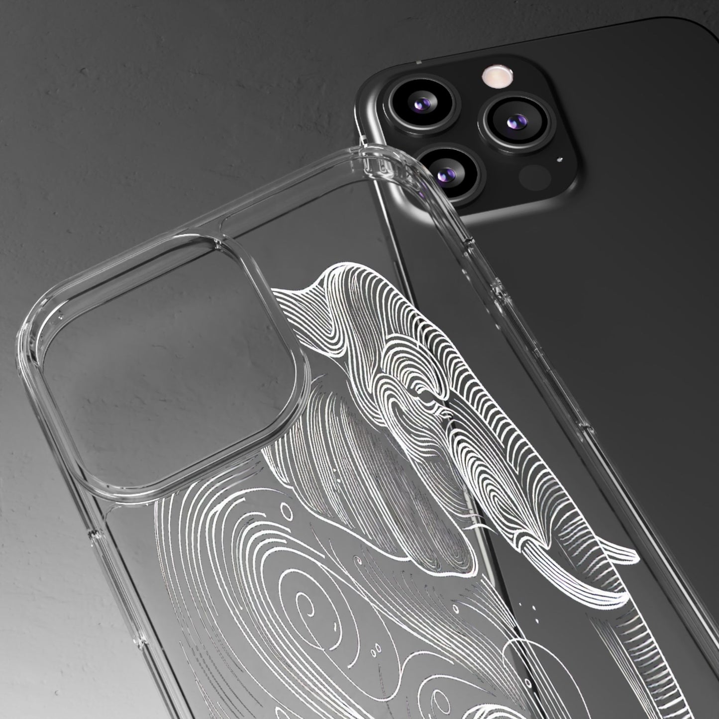 Transparent Elephant in Flowing Lines Iphone Case Compatible With Iphone 16 15 14 - Clear Phone Cover