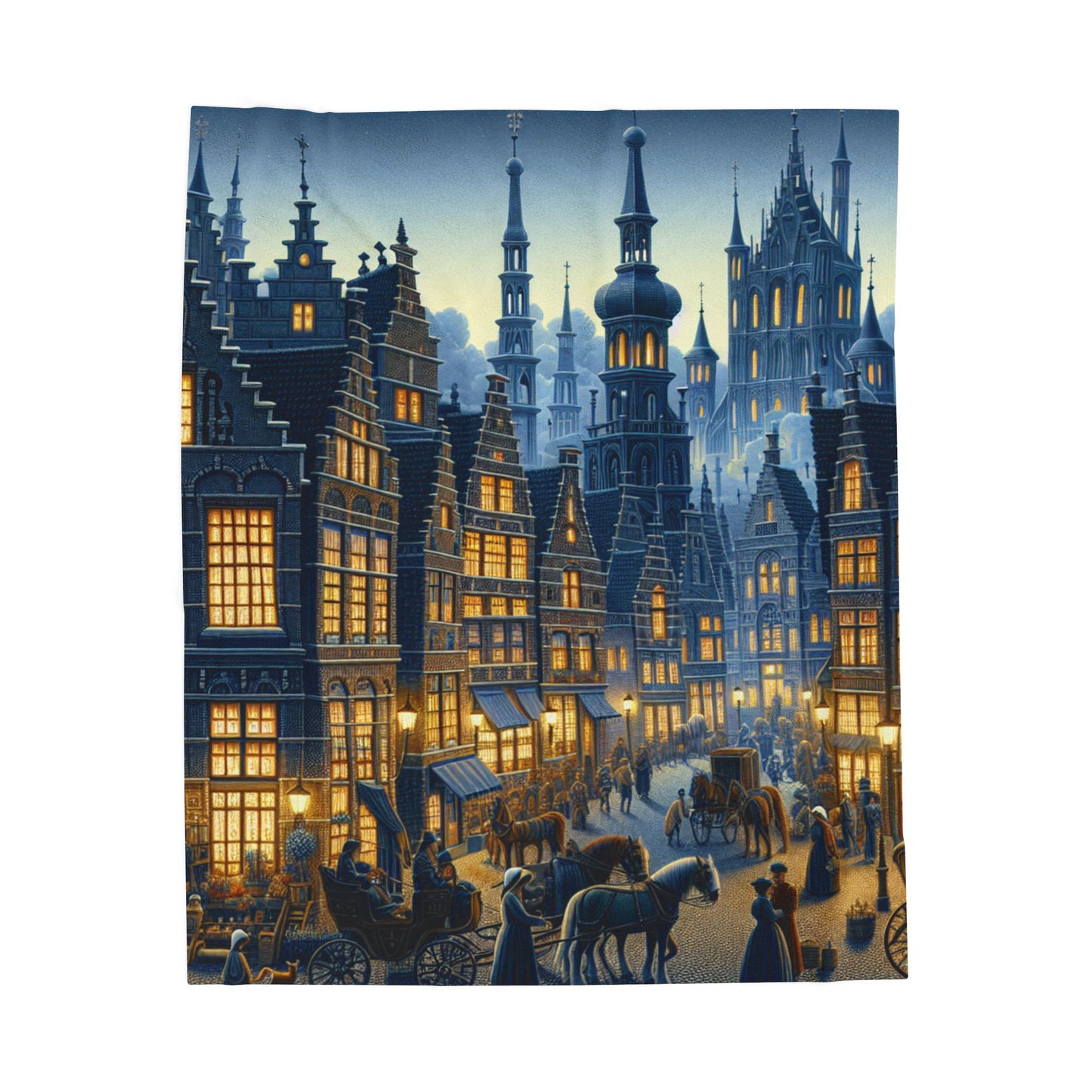 Medieval Streetlife Tableau - Plush Blanket