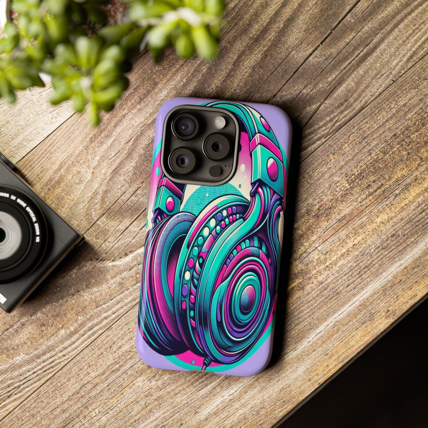 Custom ProtectiveHeadphone Vibes in Electric ColorsIphone Case Compatible With Iphone 16 15 14 - Phone Cover