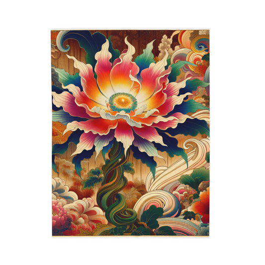 Floral Odyssey in a Mystical Realm - Plush Blanket
