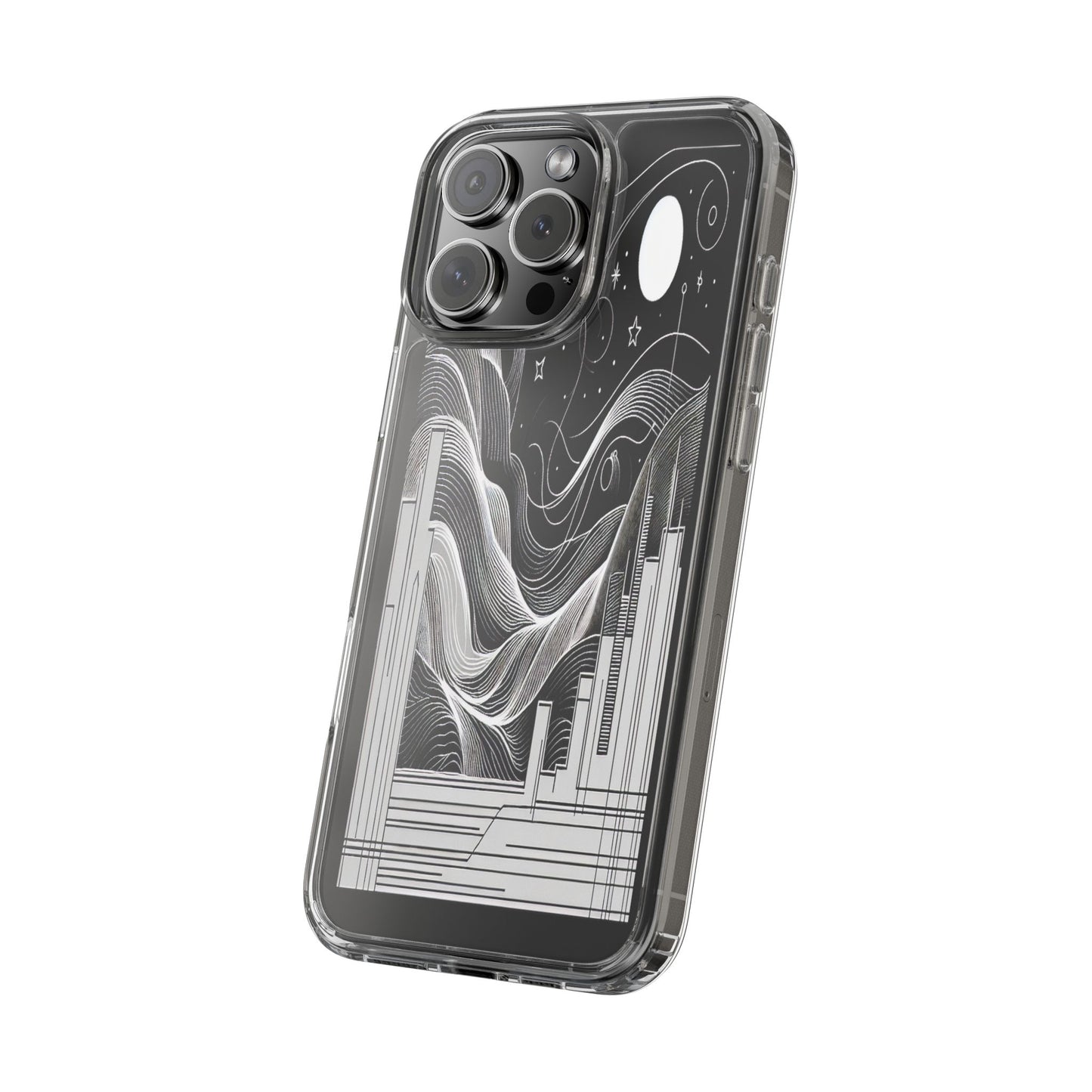 Transparent Illuminated Skyline Design Iphone Case Compatible With Iphone 16 15 14 - Clear Phone Cover