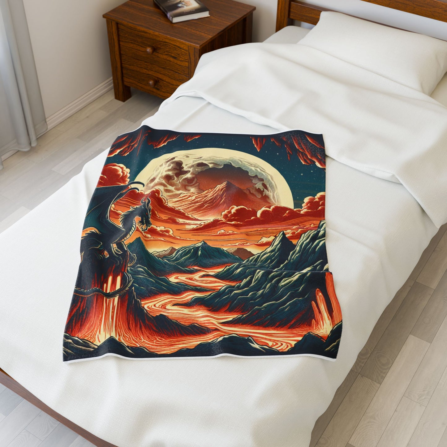 Dragon's Realm at Moonrise - Plush Blanket