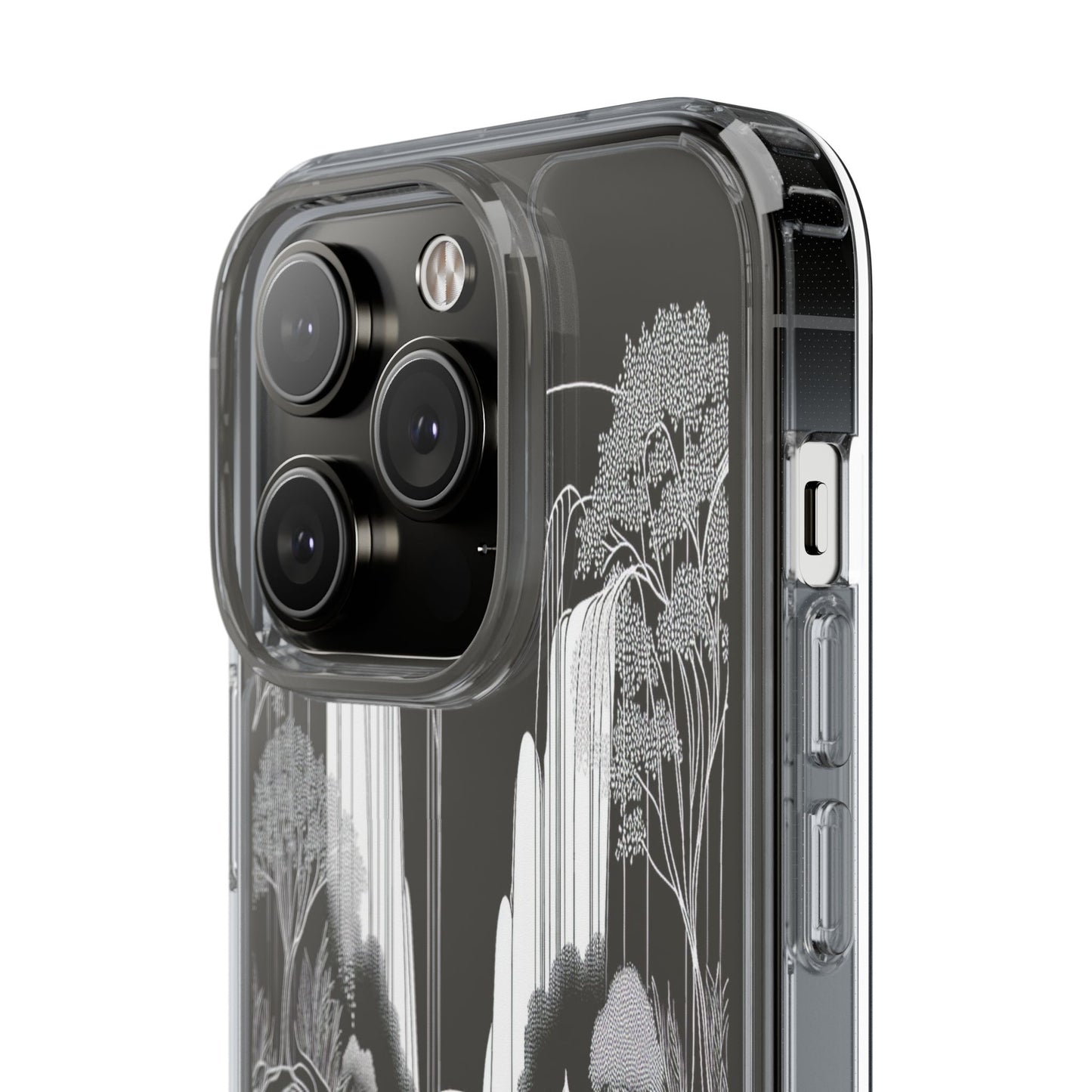 Transparent Waterfall Bridge Scene Iphone Case Compatible With Iphone 16 15 14 - Clear Phone Cover