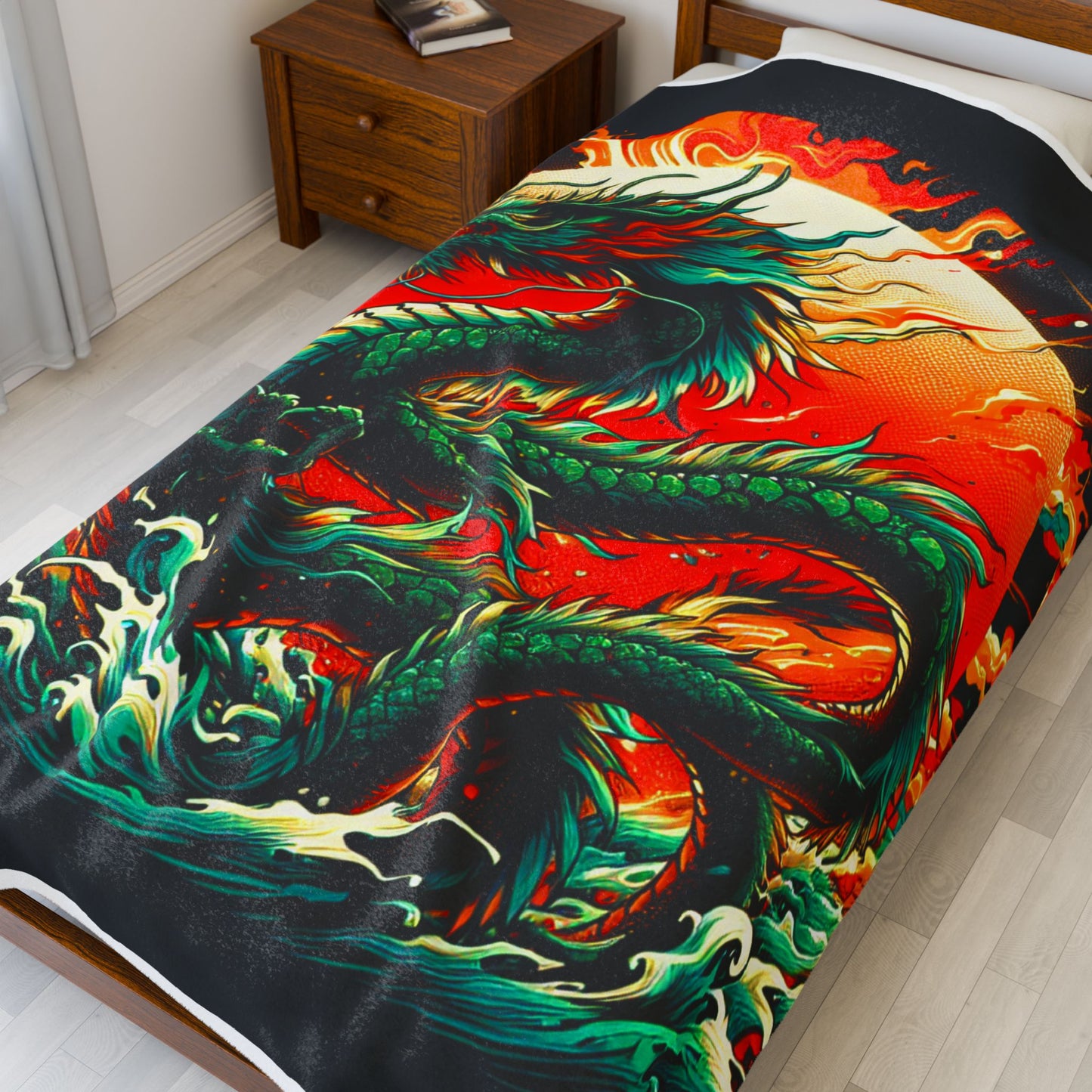 Dragon's Fiery Ascension - Plush Blanket