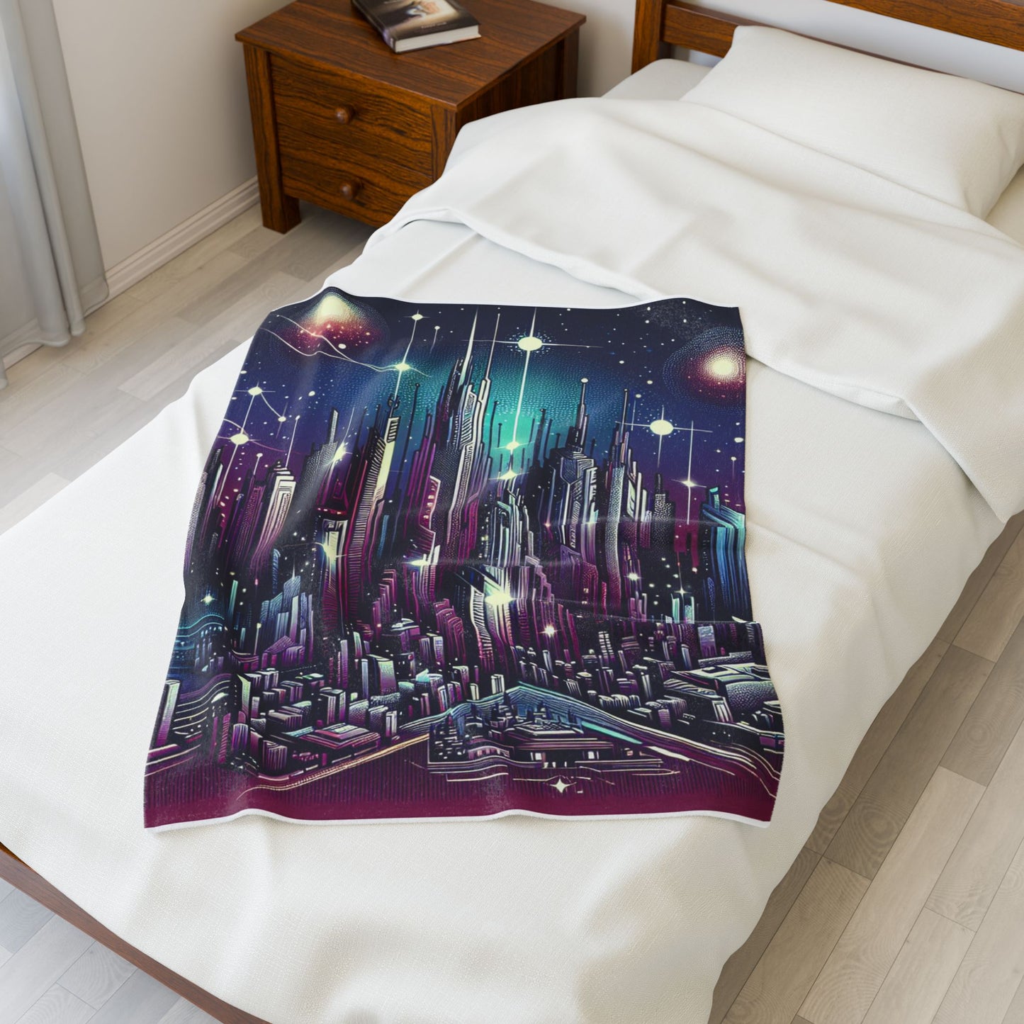 Stellar Metropolis Dreamscape - Plush Blanket