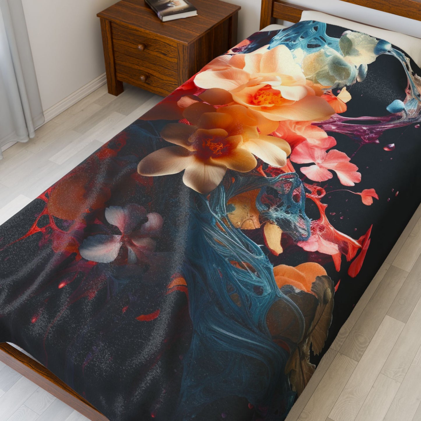 Floral Symphony in Paint- Plush Blanket