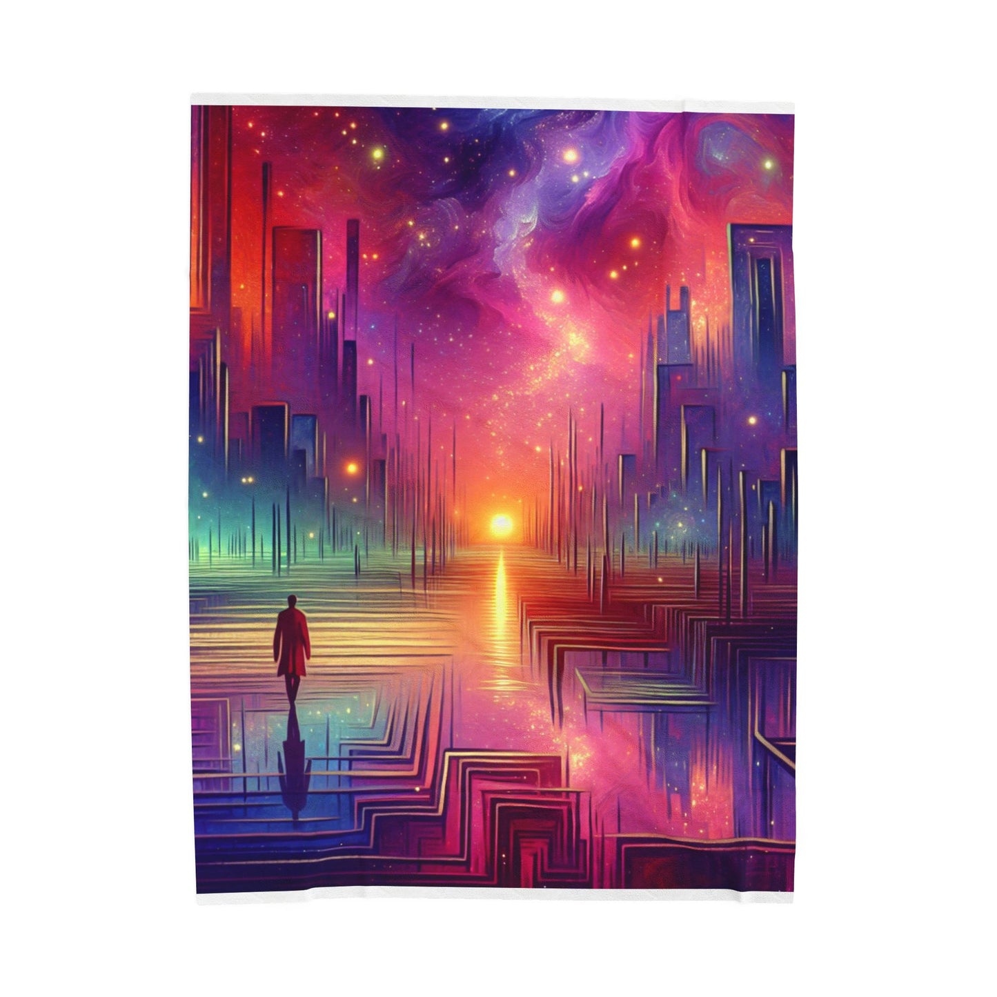 Walking Through a Dreamy Metropolis - Plush Blanket