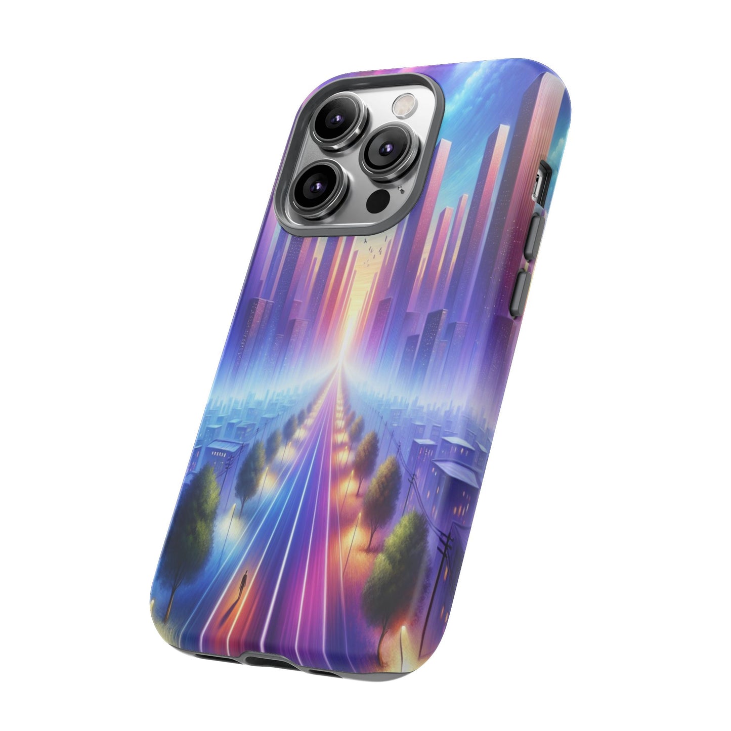 Journey into the Luminous Cityscape - Phone Case