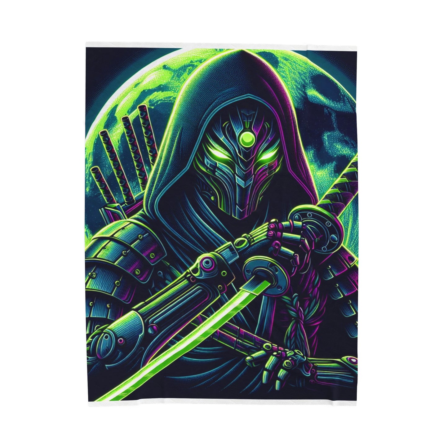 Neon Ninja Guardian - Plush Blanket